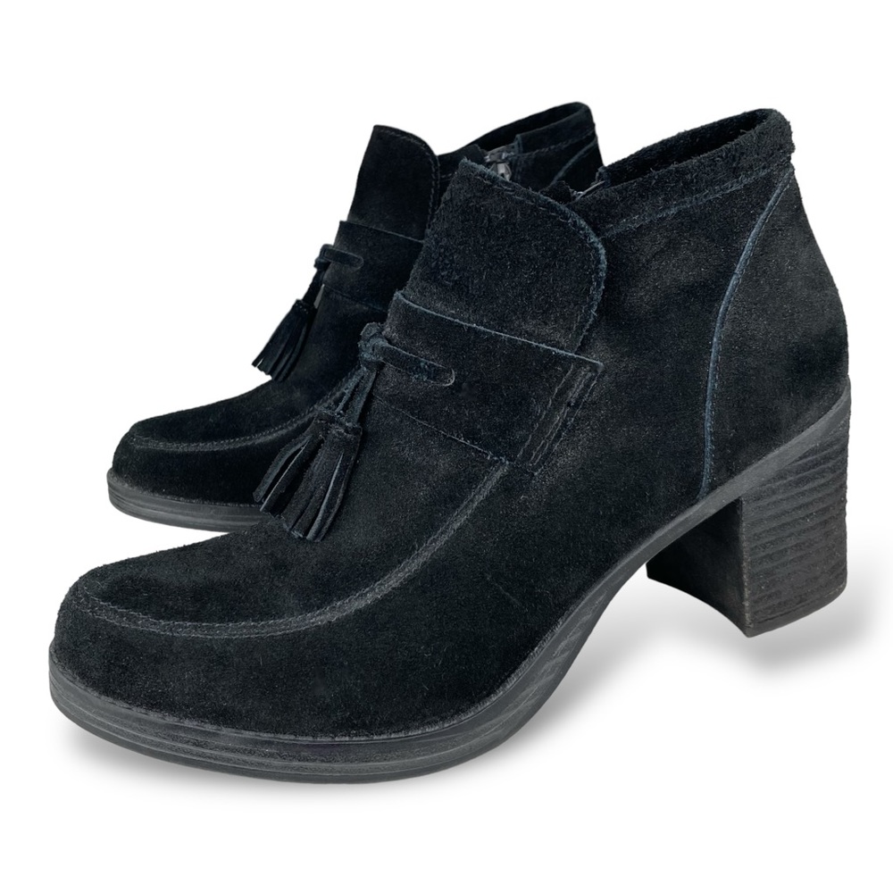 Nine West Boho Tassel Suede Leather Ankle Boot Heel Loafer Moccasin Booties